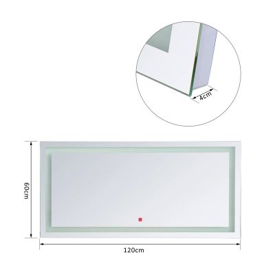  Καθρέπτης Μπάνιου με LED Φωτισμό 120 x 60 x 4 cm HOMCOM 834-109 