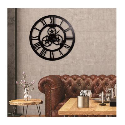  Ξύλινο Ρολόι Τοίχου με Γρανάζια 70 cm Home Deco Factory HO2926 