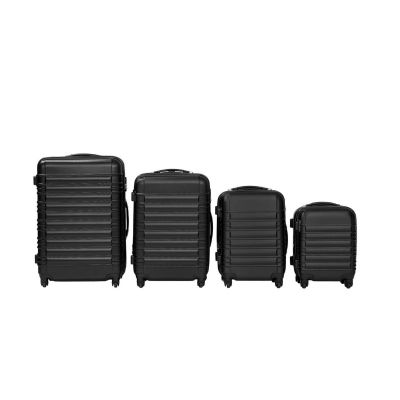  Σετ 4 Βαλίτσες Καμπίνας με 4 Ρόδες Σκληρές από ABS Χρώματος Μαύρο Hoppline HOP1000938-1 