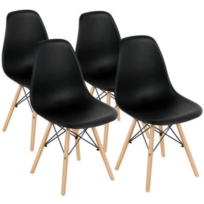 Σετ με 4 μοντέρνες καρέκλες τραπεζαρίας, μαύρες 46x40x81,5cm,Hoppline  HOP1001035-1