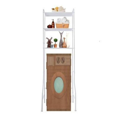 Goclever-Laundry Rack Stainless Steel Επιδαπέδια Ραφιέρα Μπάνιου Μεταλλική με 3 Ράφια 68x25x160cm White