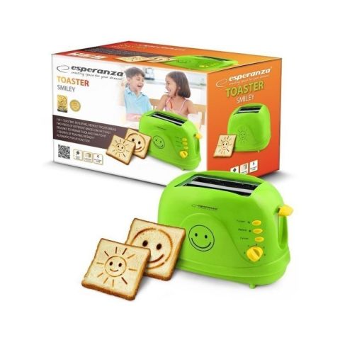  Φρυγανιέρα 2 Θέσεων 750 W Χρώματος Πράσινο Esperanza Smiley EKT-003 