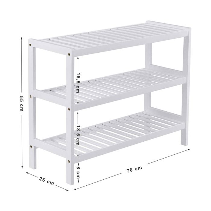  Ξύλινο Stand Αποθήκευσης Παπουτσιών με 3 Ράφια 70 x 26 x 55 cm Songmics LBS13W 
