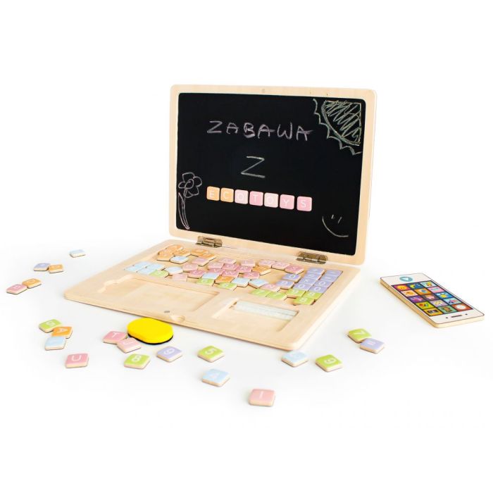 Laptop Ξύλινο Εκπαιδευτικό Παιδικό Μαγνητικό με Αξεσουάρ Ecotoys G068