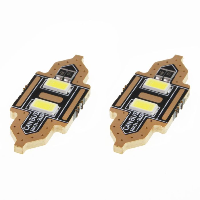  ΛΑΜΠΑΚΙΑ ΠΛΑΦΟΝΙΕΡΑΣ 31mm 12V 5.600K 2xSMD 5730 LED AMIO - 2 ΤΕΜ. 