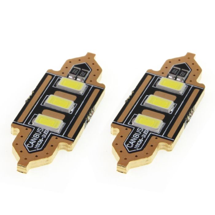  ΛΑΜΠΑΚΙΑ ΠΛΑΦΟΝΙΕΡΑΣ 36mm 12V 5.600K 3xSMD 5730 LED AMIO - 2 ΤΕΜ. 