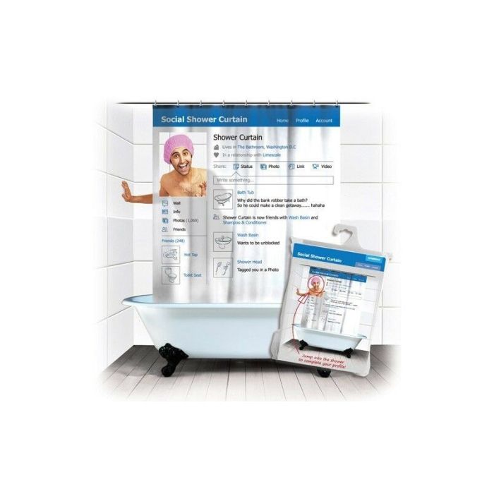  Κουρτίνα Μπάνιου με Κρίκους 180 x 180 cm Social Network MWS1472 