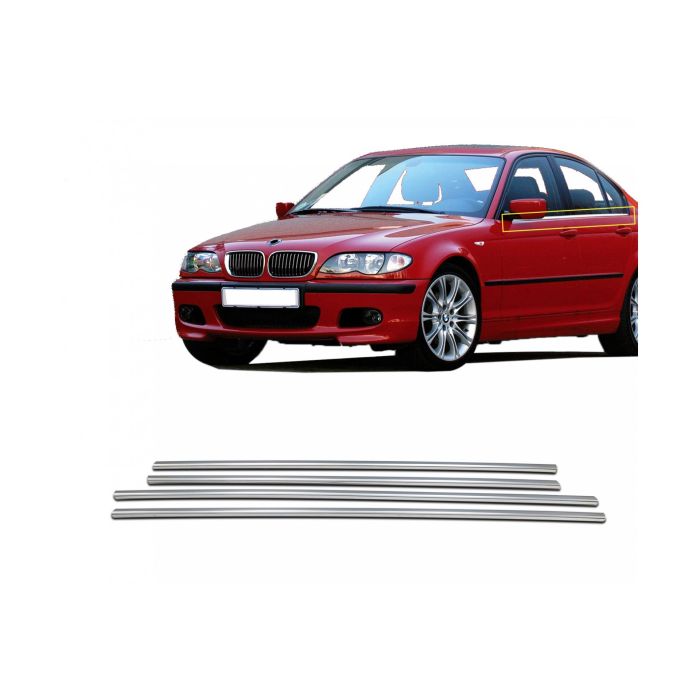  BMW ΣΕΙΡΑ 3 E46 SEDAN 1998&gt;2005 - TRIM ΠΑΡΑΘΥΡΩΝ (ΑΝΟΞΕΙΔΩΤΟ ΑΤΣΑΛΙ / ΧΡΩΜΙΟ)  S-DIZAYN - 4 TEM. 