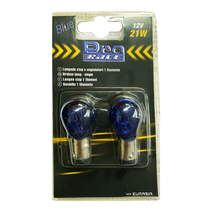  P21W 12V 21W BA15s ΜΟΝΟΠΟΛΙΚΟ ΜΠΛΕ BLUE DYED-GLASS 2ΤΕΜ. BLISTER 