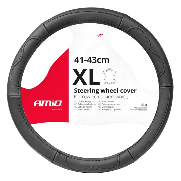  ΚΑΛΥΜΜΑ ΤΙΜΟΝΙΟΥ ΑΠΟ ΤΕΧΝΟΔΕΡΜΑ 41-43CM SWC-49-XL ΣΕ ΜΑΥΡΟ ΧΡΩΜΑ ΜΕ ΜΑΥΡΕΣ ΡΑΦΕΣ AMIO - 1 ΤΕΜ. 