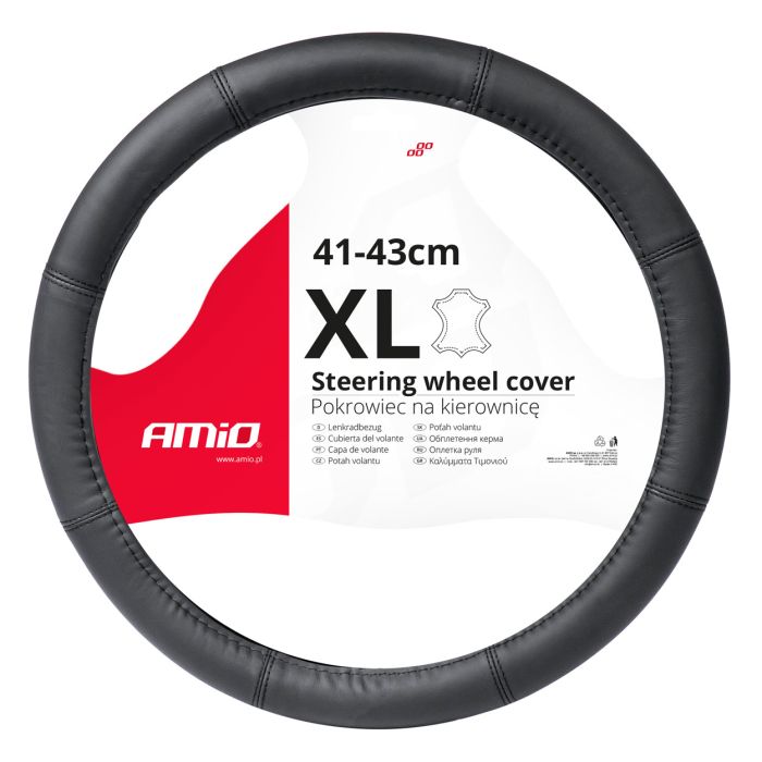  ΚΑΛΥΜΜΑ ΤΙΜΟΝΙΟΥ ΑΠΟ ΤΕΧΝΟΔΕΡΜΑ 41-43CM SWC-48-XL ΣΕ ΜΑΥΡΟ ΧΡΩΜΑ ΜΕ ΜΑΥΡΕΣ ΡΑΦΕΣ AMIO - 1 ΤΕΜ. 