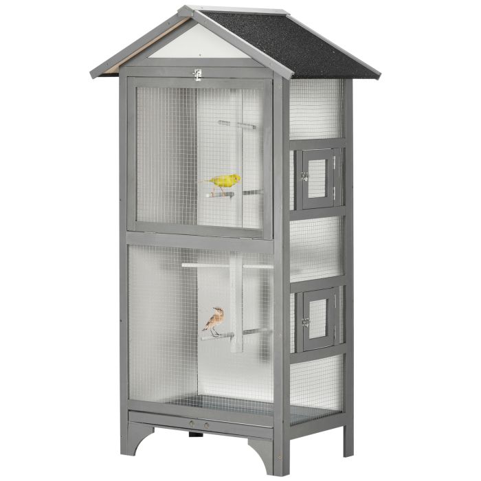  PawHut Spruce Outdoor Bird Aviary, 80,5x57x158,5cm, Ανοιχτό Γκρι 