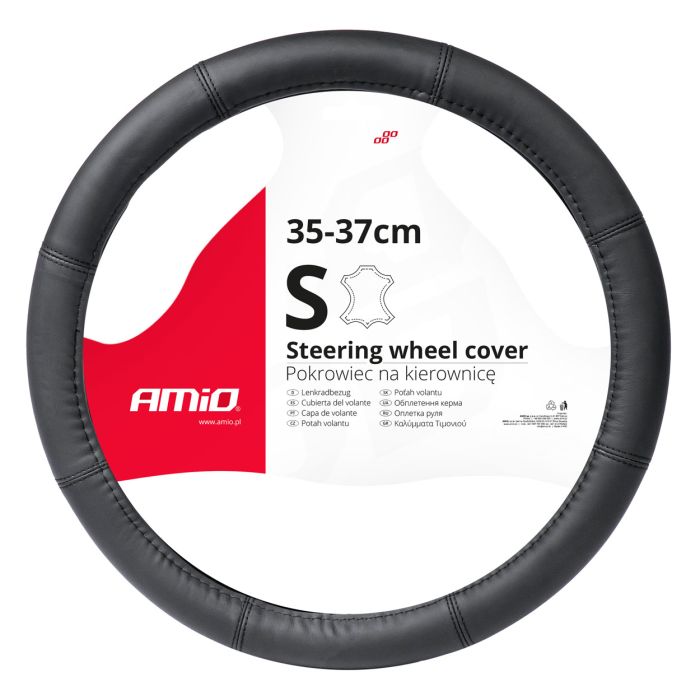  ΚΑΛΥΜΜΑ ΤΙΜΟΝΙΟΥ ΑΠΟ ΤΕΧΝΟΔΕΡΜΑ 35-37CM SWC-48-S ΣΕ ΜΑΥΡΟ ΧΡΩΜΑ ΜΕ ΜΑΥΡΕΣ ΡΑΦΕΣ AMIO - 1 ΤΕΜ. 