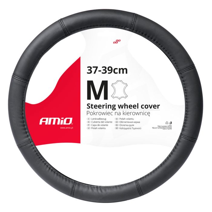  ΚΑΛΥΜΜΑ ΤΙΜΟΝΙΟΥ ΑΠΟ ΤΕΧΝΟΔΕΡΜΑ 37-39CM SWC-48-M ΣΕ ΜΑΥΡΟ ΧΡΩΜΑ ΜΕ ΜΑΥΡΕΣ ΡΑΦΕΣ AMIO - 1 ΤΕΜ. 