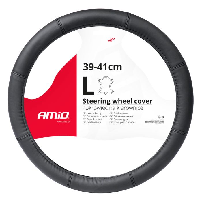  ΚΑΛΥΜΜΑ ΤΙΜΟΝΙΟΥ ΑΠΟ ΤΕΧΝΟΔΕΡΜΑ 39-41CM SWC-48-L ΣΕ ΜΑΥΡΟ ΧΡΩΜΑ ΜΕ ΜΑΥΡΕΣ ΡΑΦΕΣ AMIO - 1 ΤΕΜ. 