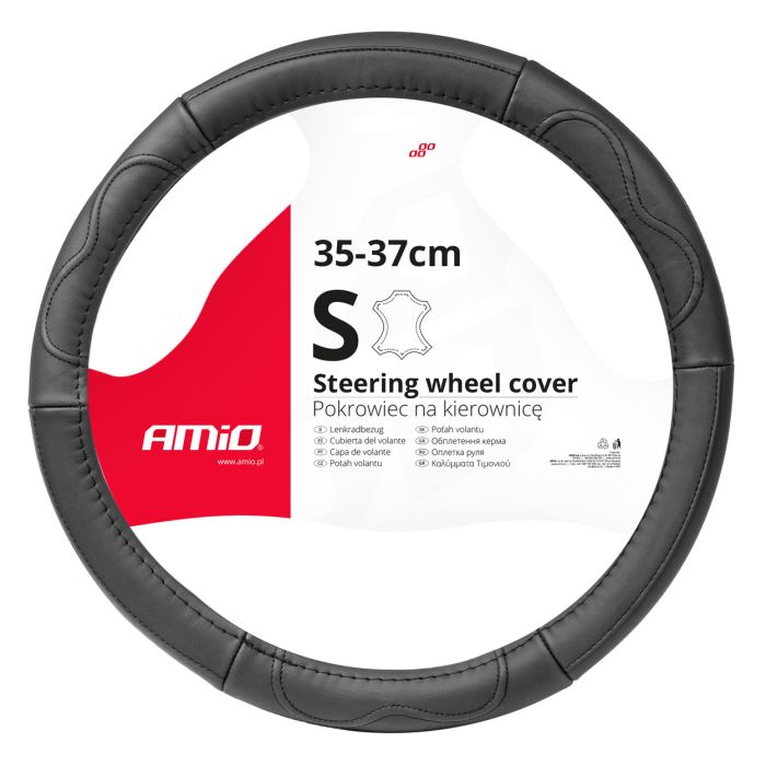  ΚΑΛΥΜΜΑ ΤΙΜΟΝΙΟΥ ΑΠΟ ΤΕΧΝΟΔΕΡΜΑ 35-37CM SWC-49-S ΣΕ ΜΑΥΡΟ ΧΡΩΜΑ ΜΕ ΜΑΥΡΕΣ ΡΑΦΕΣ AMIO - 1 ΤΕΜ. 