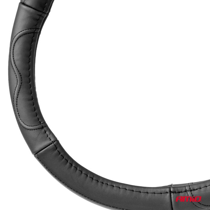  ΚΑΛΥΜΜΑ ΤΙΜΟΝΙΟΥ ΑΠΟ ΤΕΧΝΟΔΕΡΜΑ 35-37CM SWC-49-S ΣΕ ΜΑΥΡΟ ΧΡΩΜΑ ΜΕ ΜΑΥΡΕΣ ΡΑΦΕΣ AMIO - 1 ΤΕΜ. 