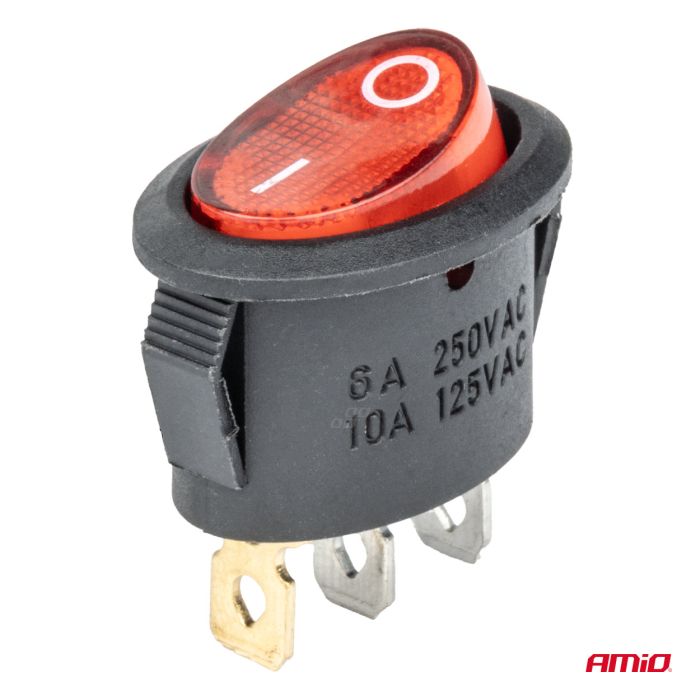  ΔΙΑΚΟΠΤΗΣ ON/OFF 3 ΕΠΑΦΩΝ 12V 230A ΟΒΑΛ ΚΟΚΚΙΝΟΣ ΦΩΤΙΣΜΟΣ ΑΜΙΟ - 1 ΤΕΜ. 