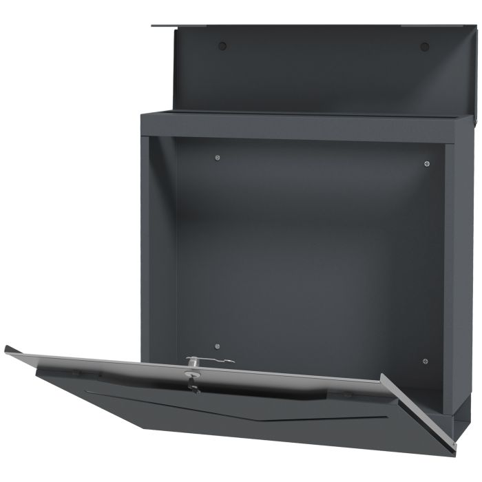  HOMCOM Steel Mailbox με 2 κλειδιά ασφαλείας, V-Slot και Drainage Hole, 37x10,5x37 cm, Γκρι 