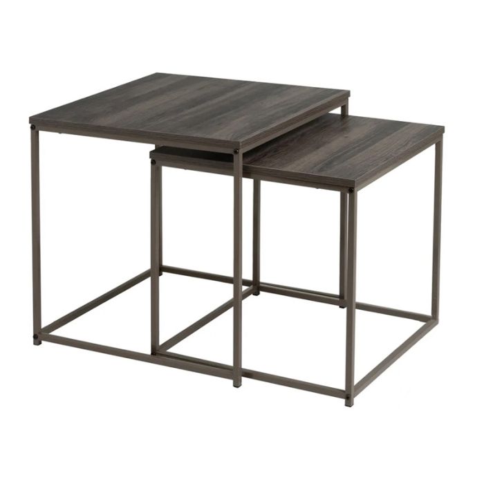  Σετ Μεταλλικά Βοηθητικά Τραπέζια Nesting 50 x 50 x 50 cm Χρώματος Γκρι 2 τμχ Bakaji 02839905 