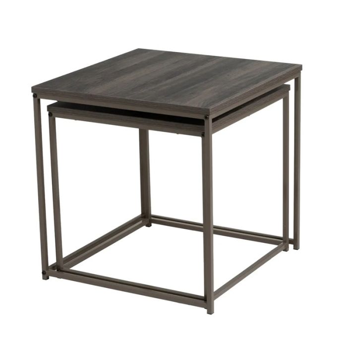  Σετ Μεταλλικά Βοηθητικά Τραπέζια Nesting 50 x 50 x 50 cm Χρώματος Γκρι 2 τμχ Bakaji 02839905 