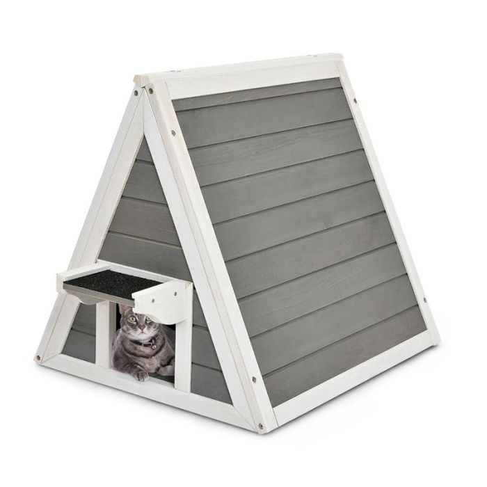  Ξύλινο Σπίτι Γάτας με Αδιάβροχη Οροφή 50 x 55 x 52 cm Costway PS7437 