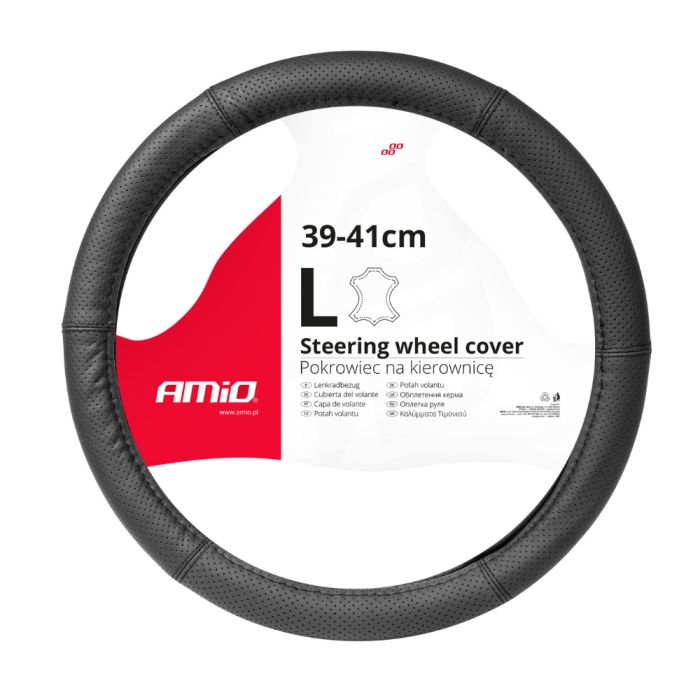  ΚΑΛΥΜΜΑ ΤΙΜΟΝΙΟΥ ΑΠΟ ΤΕΧΝΟΔΕΡΜΑ (L) 39-41cm SWC-50-L ΣΕ ΜΑΥΡΟ ΧΡΩΜΑ ΤΡΥΠΗΤΟ ΜΕ ΜΑΥΡΕΣ ΡΑΦΕΣ AMIO - 1 ΤΕΜ. 
