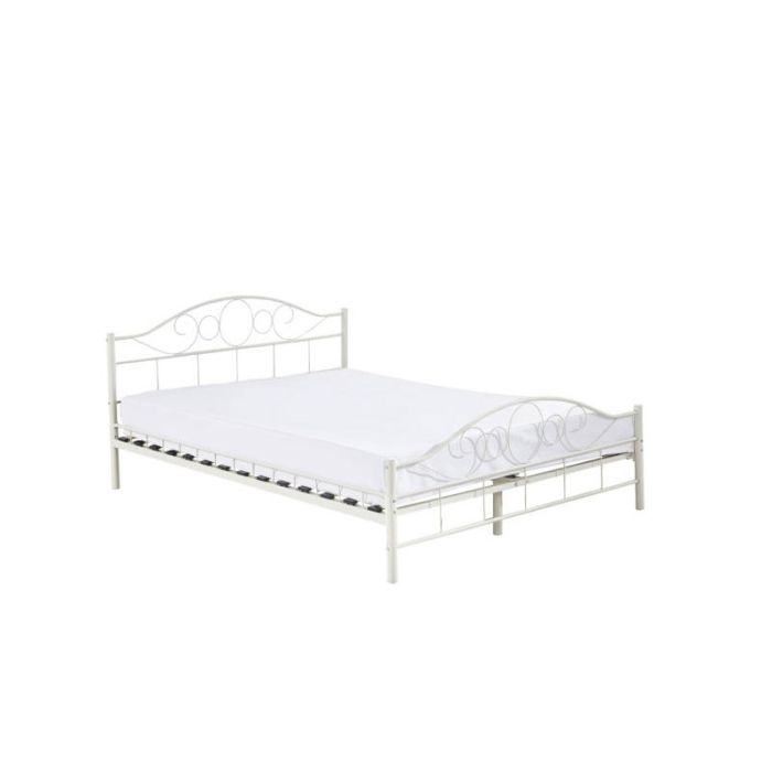  Διπλό Μεταλλικό Κρεβάτι 160 x 200 cm Χρώματος Λευκό Hoppline HOP1000897-2 