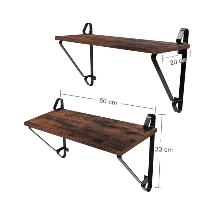  Σετ Επιτοίχια Μεταλλικά Ράφια 60 x 33 x 20 cm 2 τμχ VASAGLE LCR01BX 