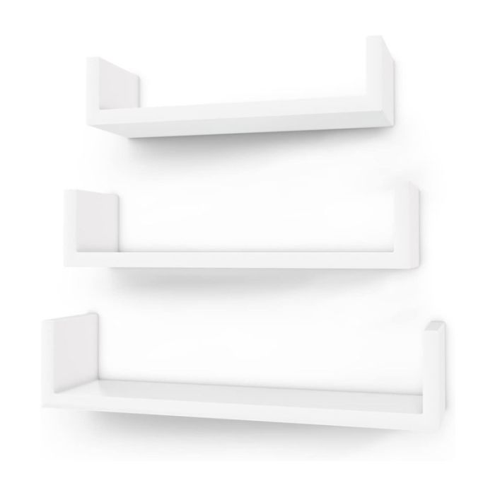  Σετ Επιτοίχια Ξύλινα Ράφια 40 x 9 x 10 cm 3 τμχ Songmics LWS40WT 