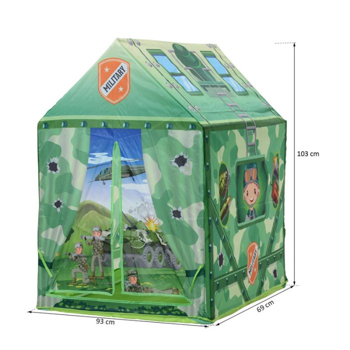  Παιδική Σκηνή 93 x 69 x 103 cm Camouflage Play Χρώματος Πράσινο HOMCOM 345-009 