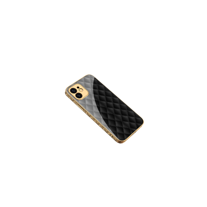 Θήκη Πλαστική Luxury Μαύρο  Μοτίβο ( IPHONE 12ProMax )