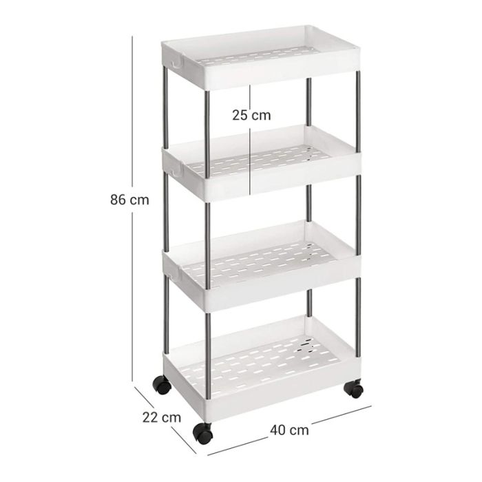  Μεταλλικό Τρόλεϊ Κουζίνας με 4 Ράφια 40 x 22 x 86 cm Songmics KSC10WT 