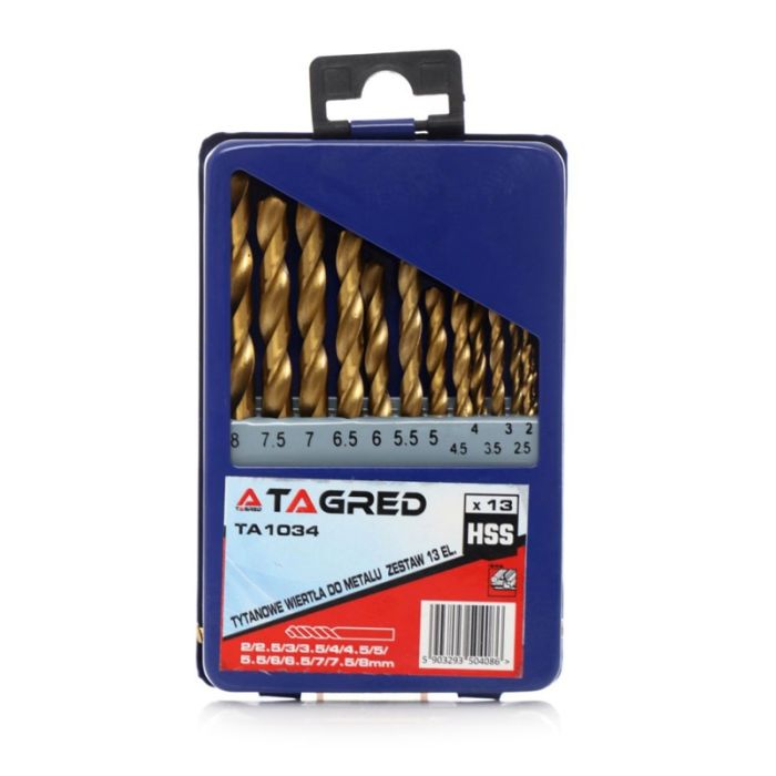  Σετ Τρυπάνια Τιτανίου HSS 2 - 8 mm 13 τμχ TAGRED TA1034 