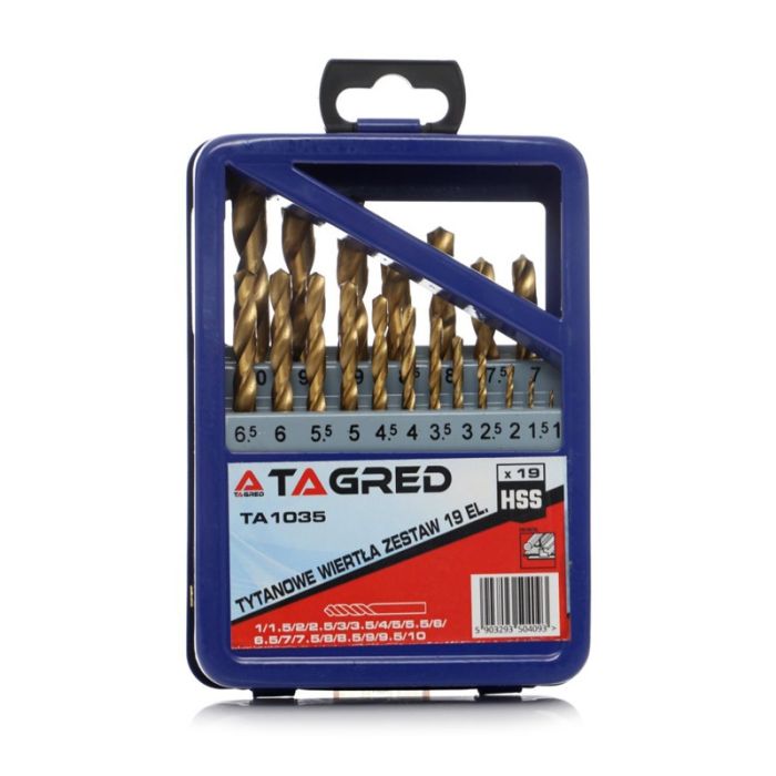 Σετ Τρυπάνια Τιτανίου HSS 1 - 10 mm 19 τμχ TAGRED TA1035 