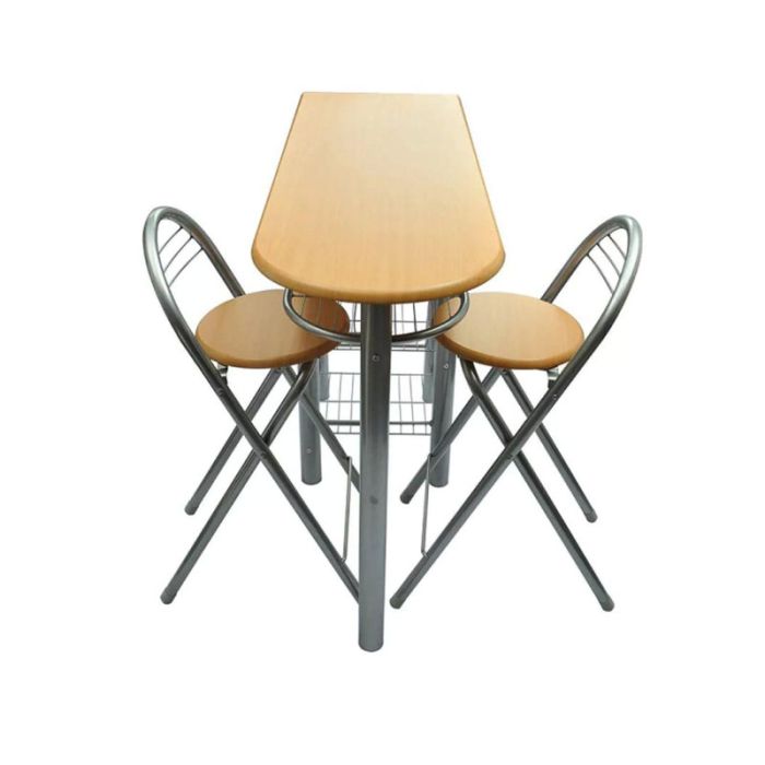 Σετ Μεταλλικό Τραπέζι - Bar 119 x 39.5 x 88 cm με 2 Πτυσσόμενα Σκαμπό Hoppline HOP1001096