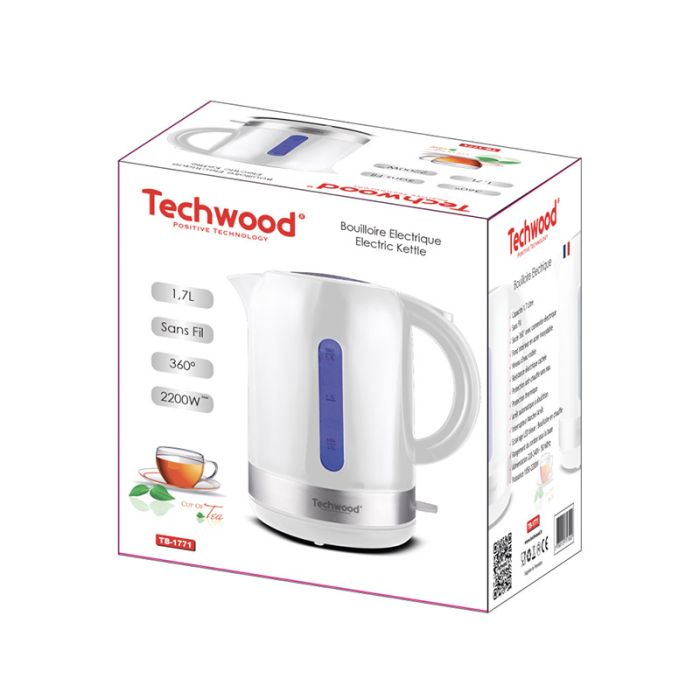  Ασύρματος Ηλεκτρικός Βραστήρας 1.7 Lt Techwood Χρώματος Λευκό TB-1771 