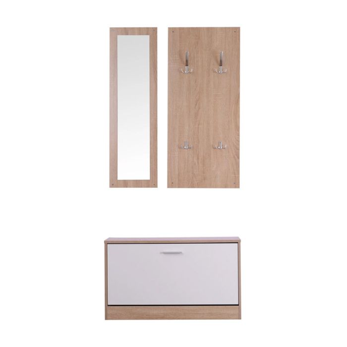  Σετ Ξύλινο Έπιπλο Εισόδου με Καθρέπτη 80 x 27 x 46.5 cm HOMCOM 837-006 