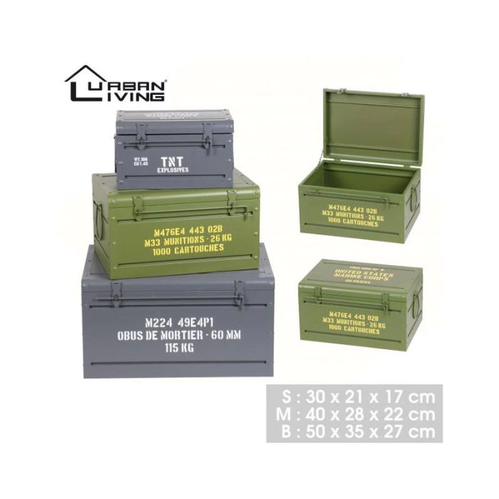 Σετ Μεταλλικά Μπαούλα Αποθήκευσης 50 x 35 x 27 cm 3 τμχ Urban Living 54109 