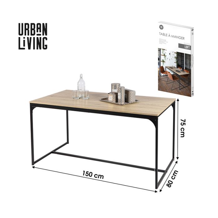  Μεταλλικό Ορθογώνιο Τραπέζι Τραπεζαρίας 150 x 80 x 75 cm Loft Urban Living 151066 