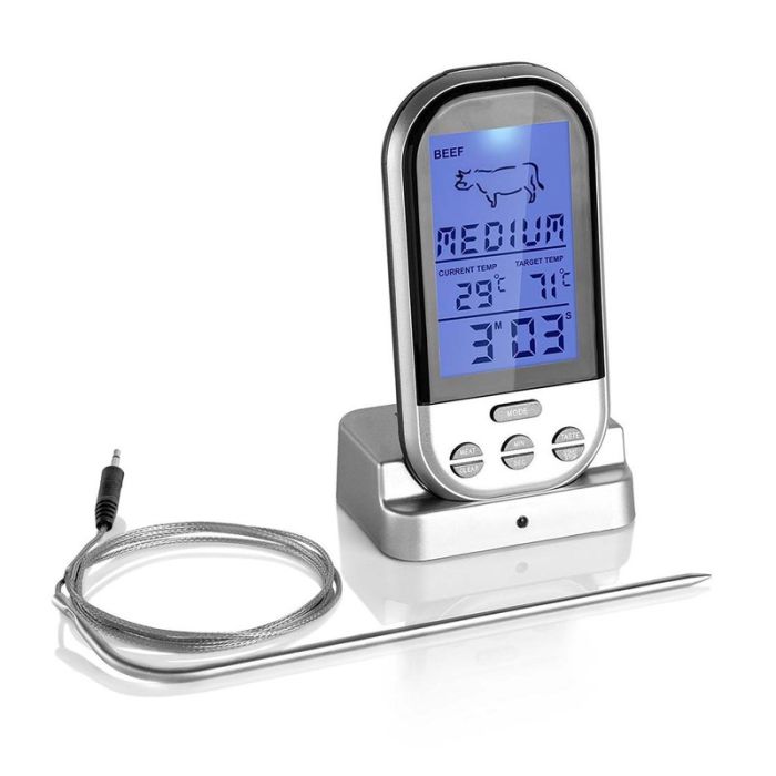  Ψηφιακό Θερμόμετρο Μαγειρικής από Ανοξείδωτο Ατσάλι με Φωτιζόμενη Οθόνη Hoppline HOP1001130 
