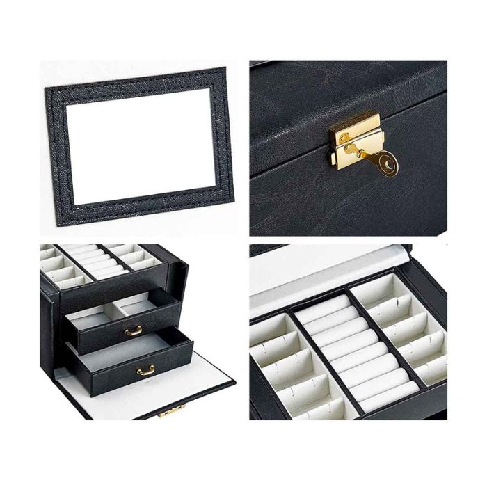  Κοσμηματοθήκη - Μπιζουτιέρα 18 x 13 x 14 cm Χρώματος Μαύρο Hoppline HOP1001273-1 