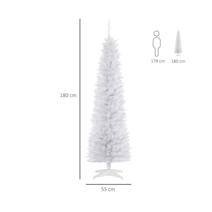  Χριστουγεννιάτικο Δέντρο 1.80 m Slimline Χρώματος Λευκό HOMCOM 830-182WT 