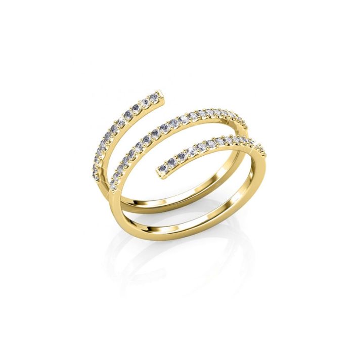  Δαχτυλίδι Σπιράλ από Ορείχαλκο με Κρύσταλλα Swarovski® Elements Χρώματος Χρυσό MYC DR0321_G_52 