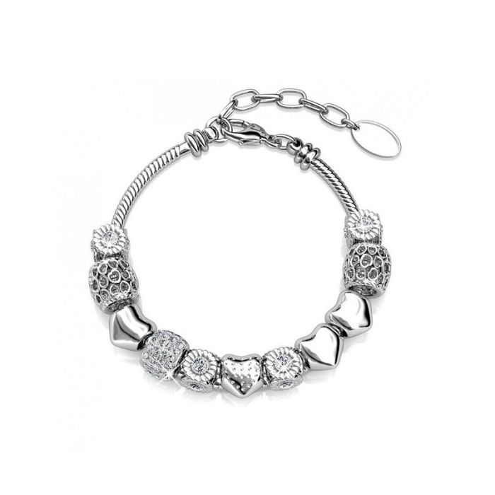  Βραχιόλι από Ορείχαλκο με Κρύσταλλα Swarovski® Elements Radiant Charm Χρώματος Ασημί MYC DB0003_S 