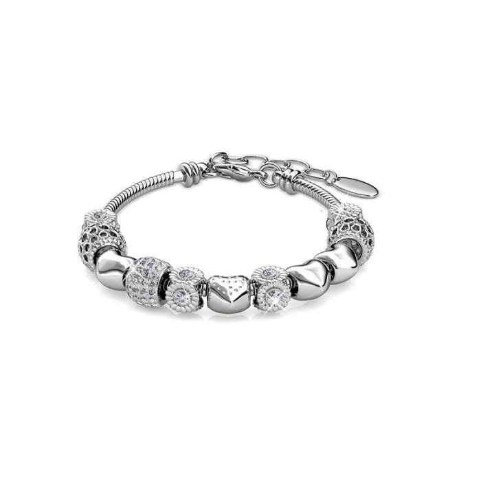  Βραχιόλι από Ορείχαλκο με Κρύσταλλα Swarovski® Elements Radiant Charm Χρώματος Ασημί MYC DB0003_S 