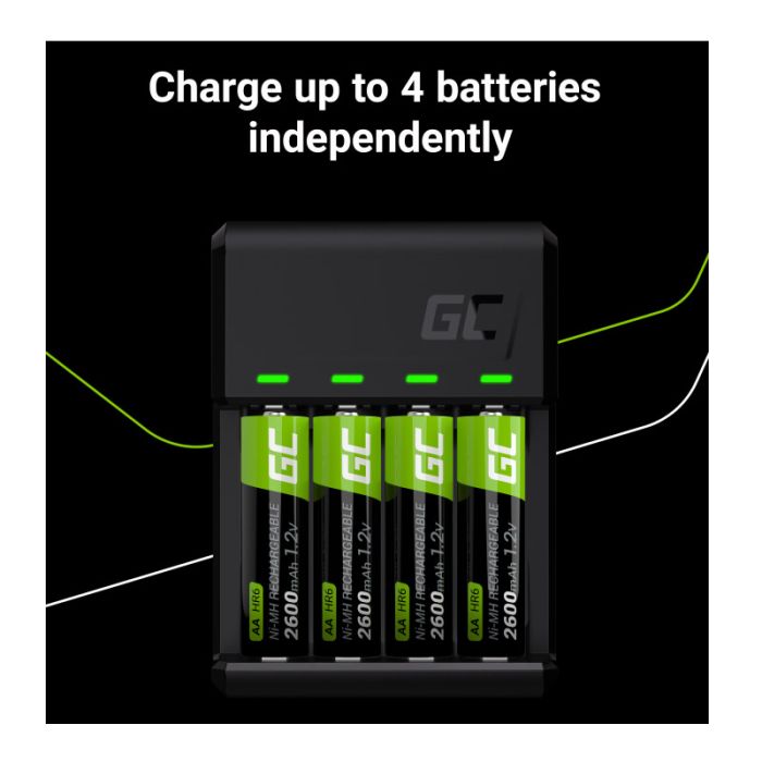  Φορτιστής Μπαταριών VitalCharger για Μπαταρίες AA/AAA με Micro USB και USB-C 0.5W/1.5V/1.2A Green Cell GRADGC01 