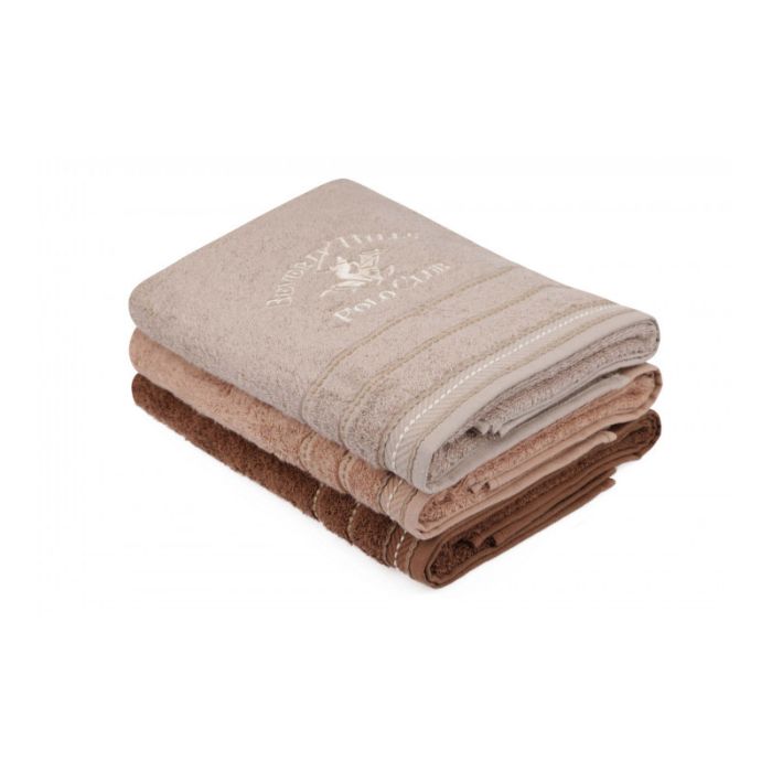  Σετ με 3 Πετσέτες Μπάνιου 70 x 140 cm Χρώματος Καφέ Beverly Hills Polo Club 355BHP2472 
