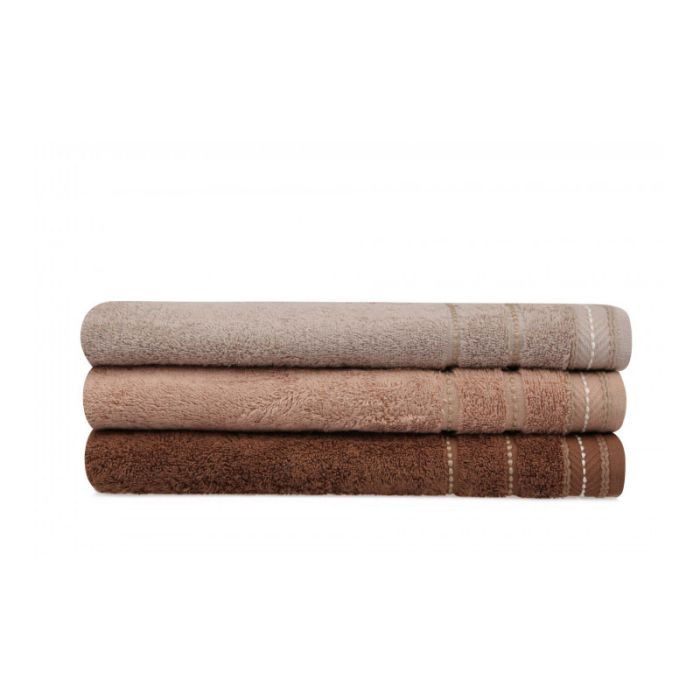  Σετ με 3 Πετσέτες Μπάνιου 70 x 140 cm Χρώματος Καφέ Beverly Hills Polo Club 355BHP2472 