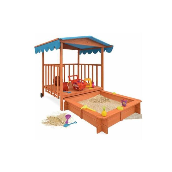  Ξύλινο Playhouse με Αμμοδόχο 131 x 181.5 x 137.5 cm Hoppline HOP1000920-1 